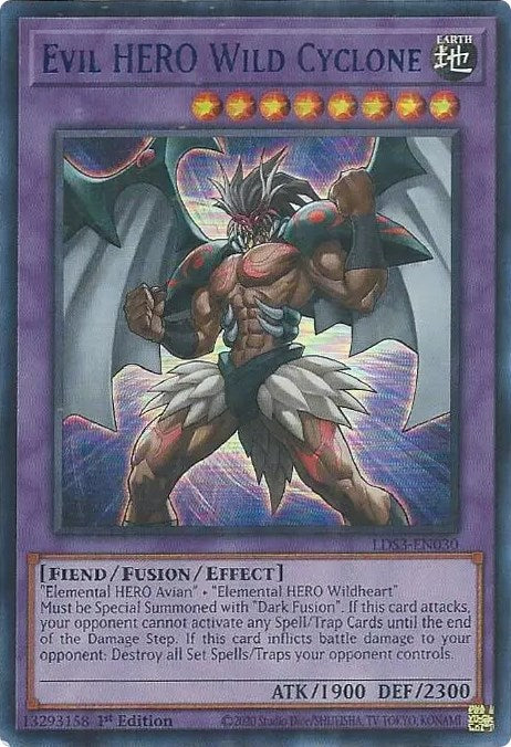 Evil HERO Wild Cyclone (Blue) [LDS3-EN030] Ultra Rare - Yugioh Cards For Your TCG Needs!