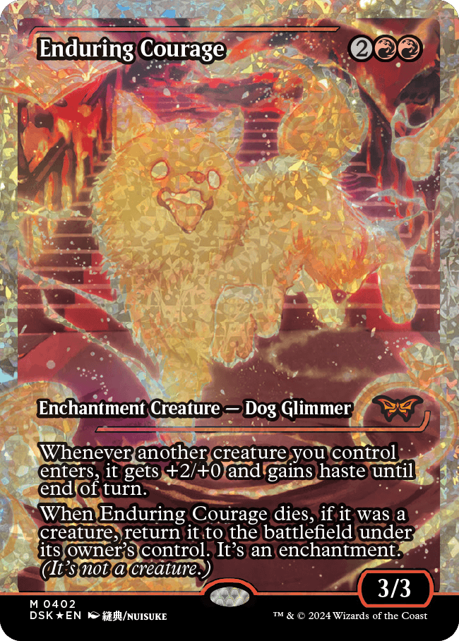 Enduring Courage (Japan Showcase Fracture Foil) [Duskmourn: House of Horror] Magic: The Gathering
