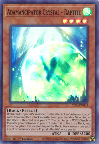 Adamancipator Crystal - Raptite [SESL-EN005] Super Rare - Yugioh Cards For Your TCG Needs!