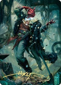 Tibalt, Cosmic Impostor Art Card (Gold-Stamped Signature) [Kaldheim Art Series] Magic: The Gathering