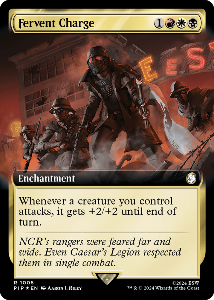 Fervent Charge (Extended Art) (Surge Foil) [Fallout] Magic: The Gathering