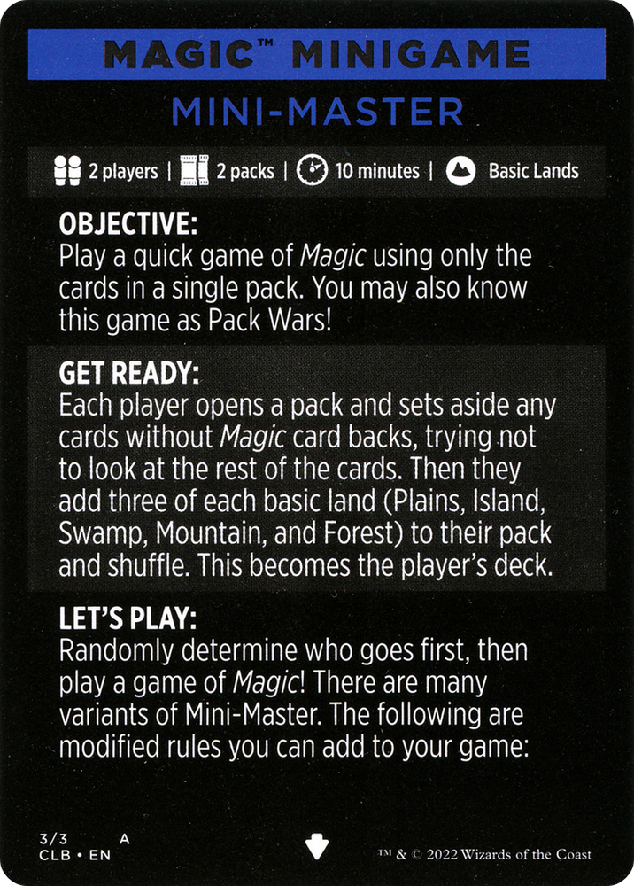 Mini-Master (Magic Minigame) [Commander Legends: Battle for Baldur's Gate Minigame] Magic: The Gathering