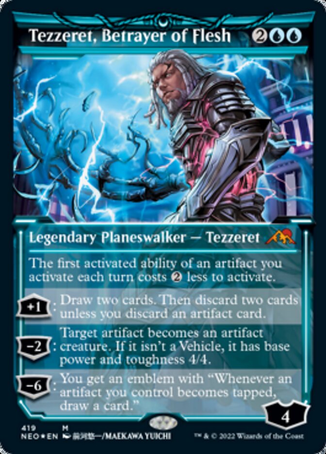 Tezzeret, Betrayer of Flesh (Showcase) (Foil Etched) [Kamigawa: Neon Dynasty] Magic: The Gathering