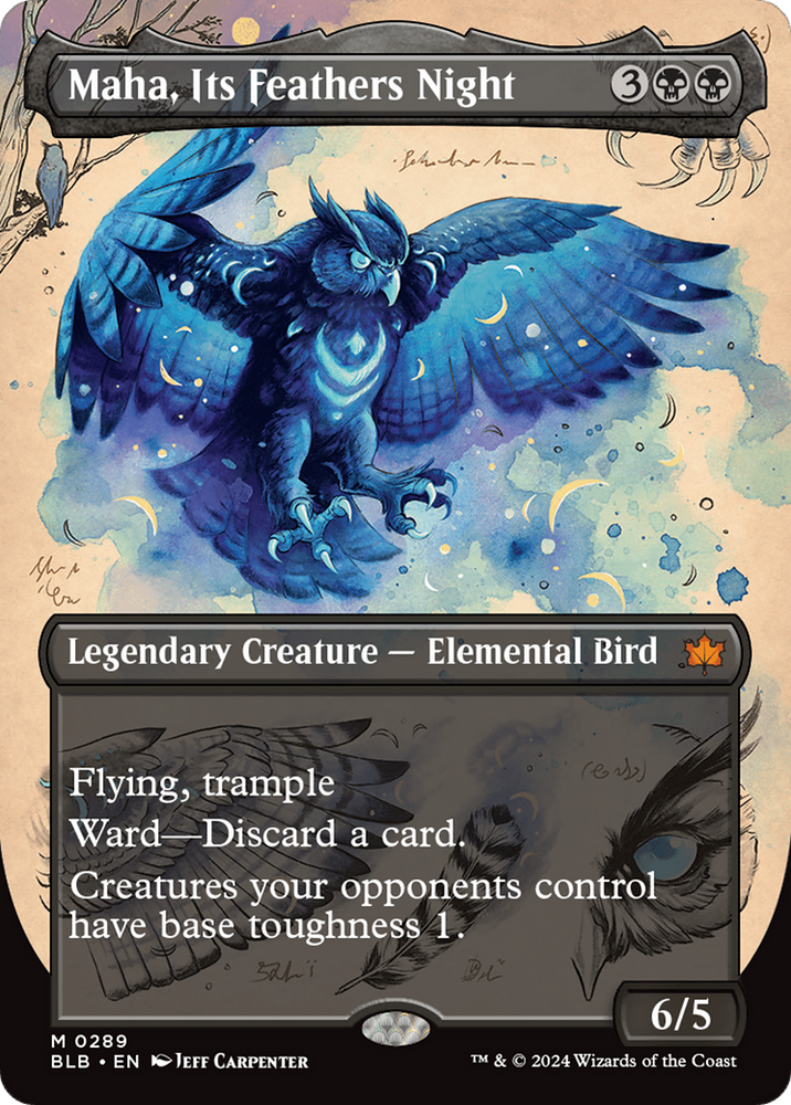 Maha, Its Feathers Night (Borderless) [Bloomburrow] Magic: The Gathering