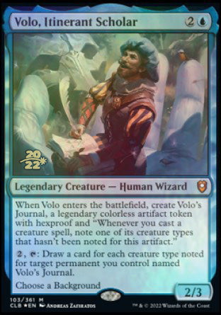 Volo, Itinerant Scholar [Commander Legends: Battle for Baldur's Gate Prerelease Promos] Magic: The Gathering