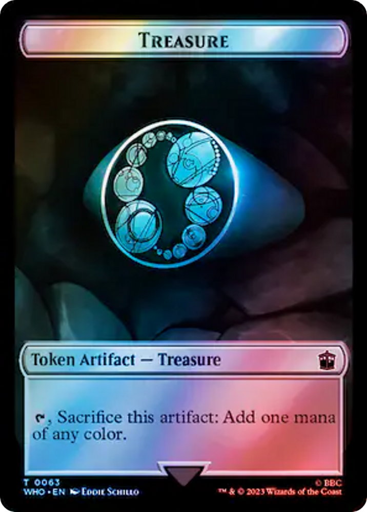 Human Noble // Treasure (0063) Double-Sided Token (Surge Foil) [Doctor Who Tokens] Magic: The Gathering