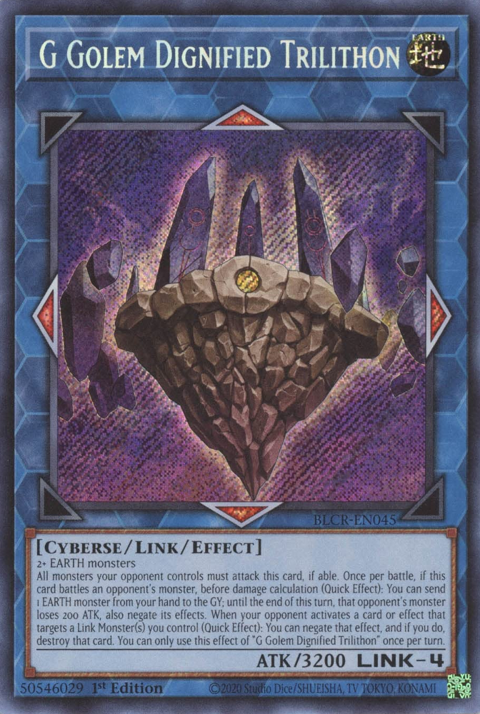 G Golem Dignified Trilithon [BLCR-EN045] Secret Rare - Yugioh Cards For Your TCG Needs!