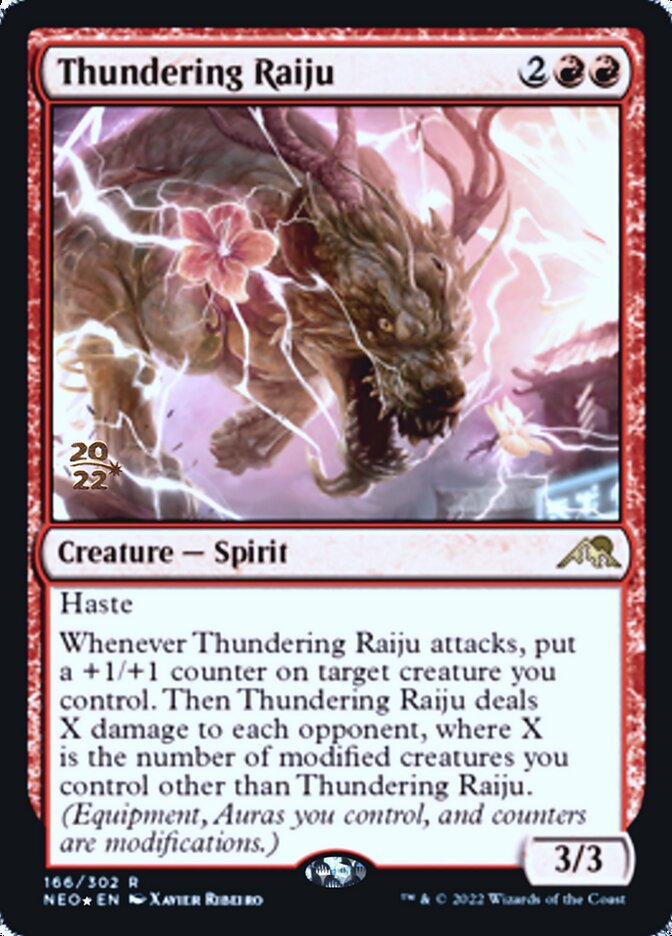 Thundering Raiju [Kamigawa: Neon Dynasty Prerelease Promos] Magic: The Gathering