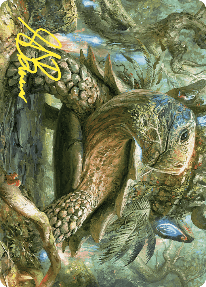 Blossoming Tortoise Art Card (Gold-Stamped Signature) [Wilds of Eldraine Art Series] Magic: The Gathering