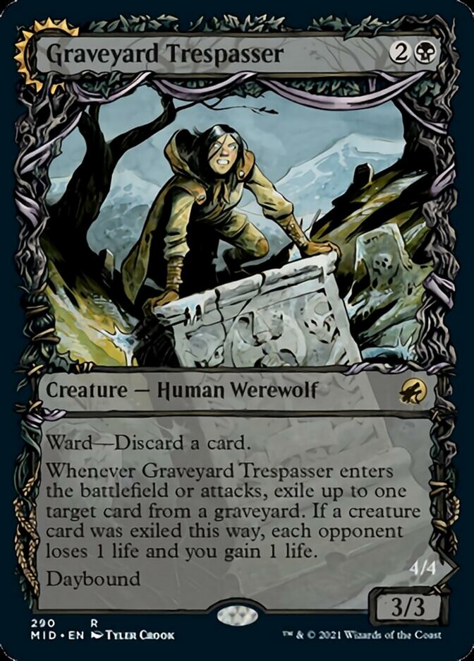 Graveyard Trespasser // Graveyard Glutton (Showcase Equinox) [Innistrad: Midnight Hunt] Magic: The Gathering