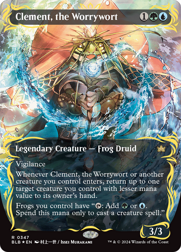 Clement, the Worrywort (Borderless) (Raised Foil) [Bloomburrow] Magic: The Gathering