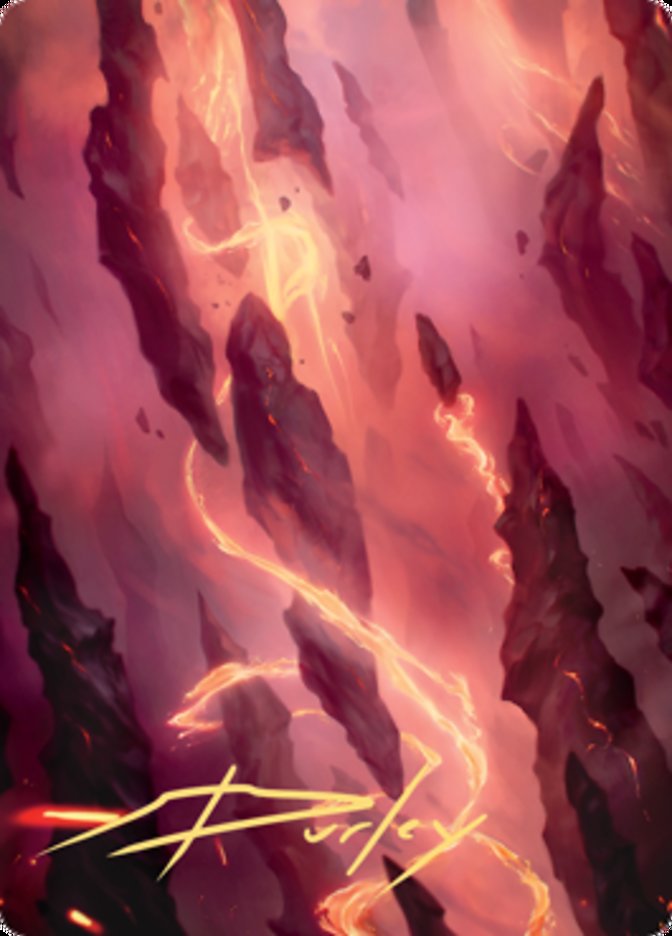 Mountain 1 Art Card (Gold-Stamped Signature) [Zendikar Rising Art Series] Magic: The Gathering