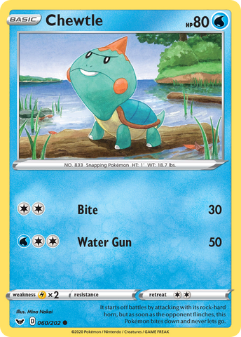 Chewtle (060/202) [Sword & Shield: Base Set] Pokémon