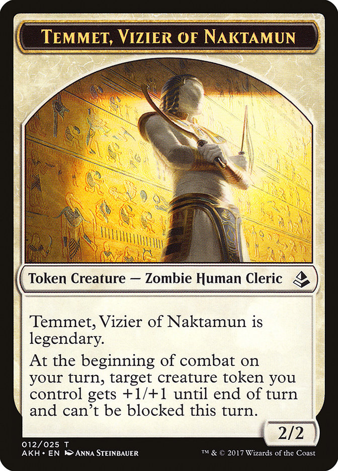Temmet, Vizier of Naktamun // Zombie Double-Sided Token [Amonkhet Tokens] Magic: The Gathering