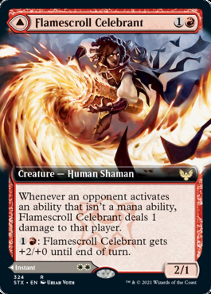 Flamescroll Celebrant // Revel in Silence (Extended Art) [Strixhaven: School of Mages] Magic: The Gathering
