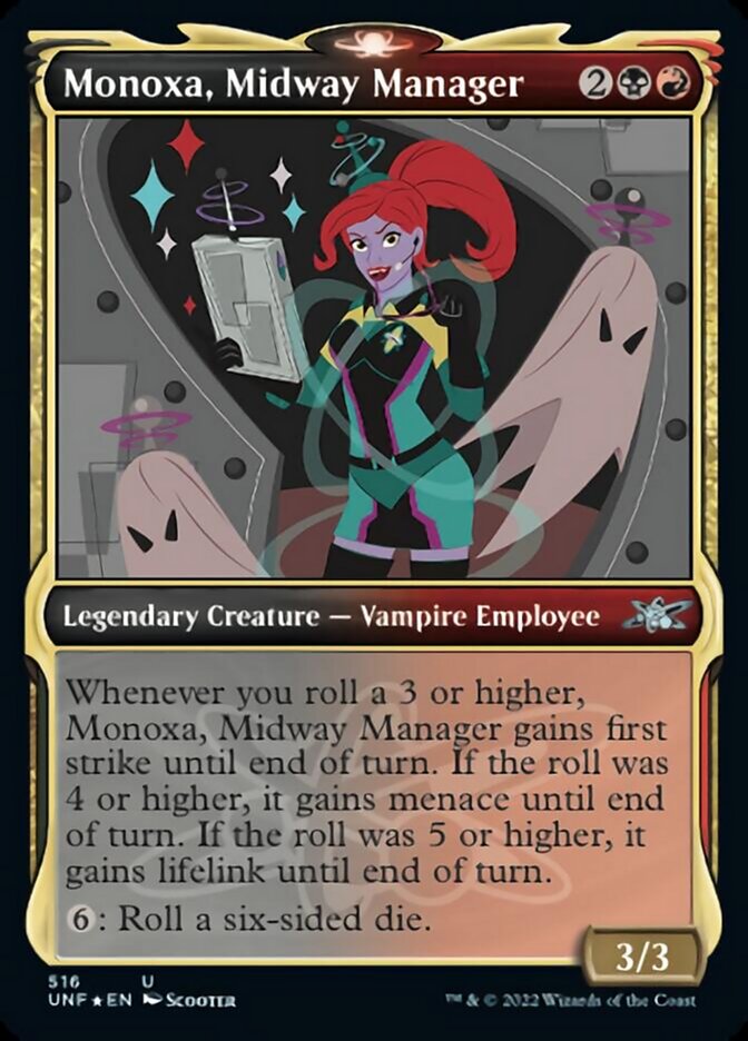 Monoxa, Midway Manager (Showcase) (Galaxy Foil) [Unfinity] Magic: The Gathering