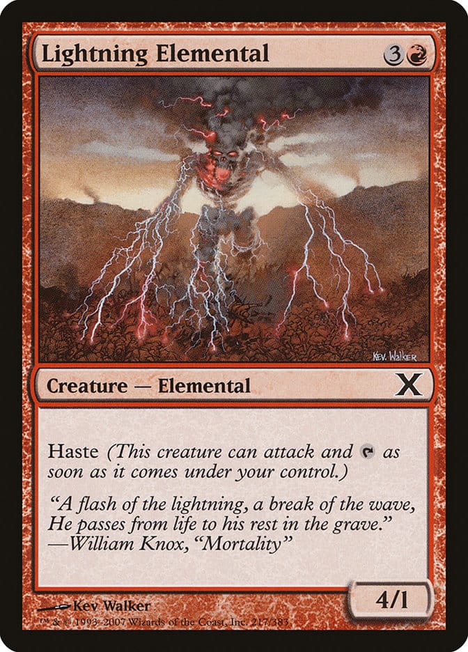 Lightning Elemental [Tenth Edition] Magic: The Gathering