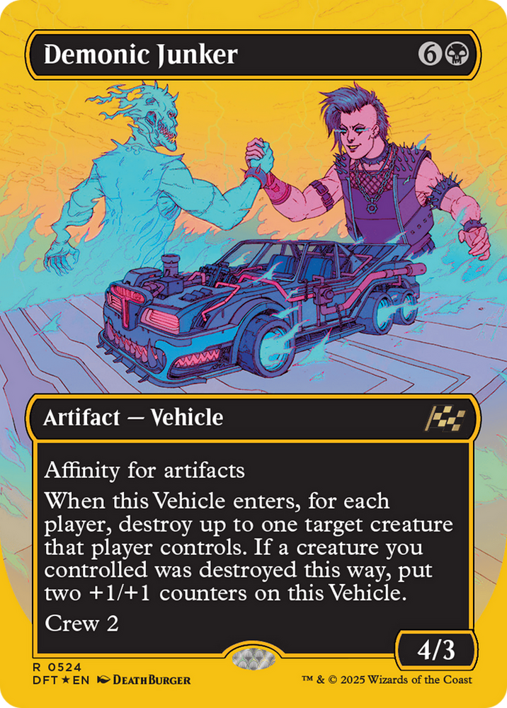 Demonic Junker (Borderless) (First-Place Foil) [Aetherdrift] Magic: The Gathering