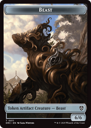 Construct // Beast (0011) Double-Sided Token [Aetherdrift Commander Tokens] Magic: The Gathering