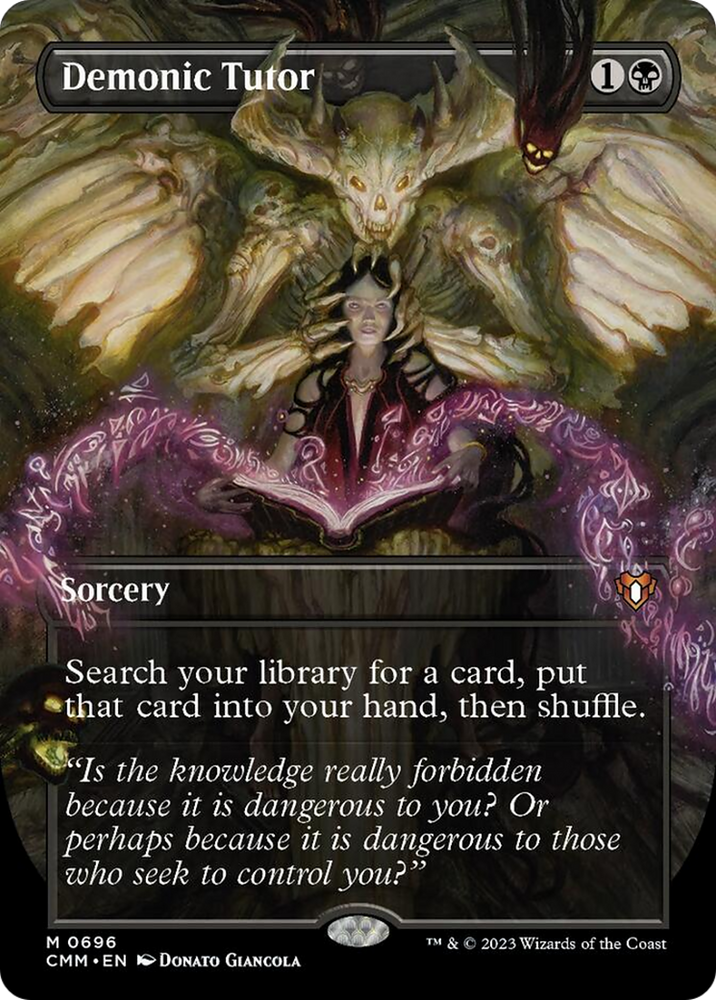 Demonic Tutor (Borderless Alternate Art) [Commander Masters] Magic: The Gathering