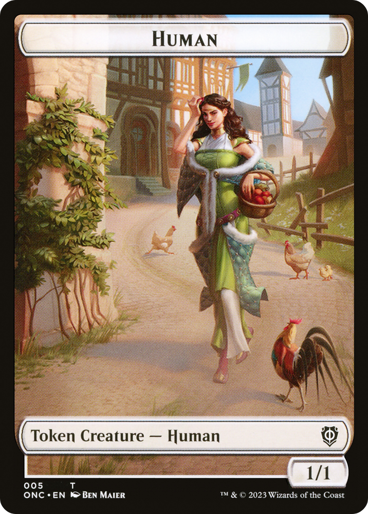 Human // Spirit Double-Sided Token [Phyrexia: All Will Be One Commander Tokens] Magic: The Gathering