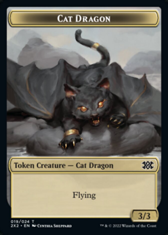 Cat Dragon // Vampire Double-Sided Token [Double Masters 2022 Tokens] Magic: The Gathering