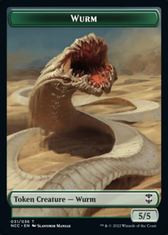 Elf Warrior // Wurm Double-Sided Token [Streets of New Capenna Commander Tokens] Magic: The Gathering