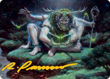 Myojin of Towering Might Art Card (Gold-Stamped Signature) [Kamigawa: Neon Dynasty Art Series] Magic: The Gathering