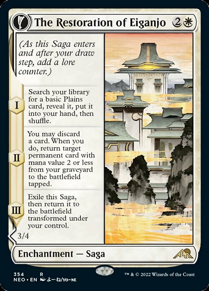 The Restoration of Eiganjo // Architect of Restoration (Showcase Soft Glow) [Kamigawa: Neon Dynasty] Magic: The Gathering