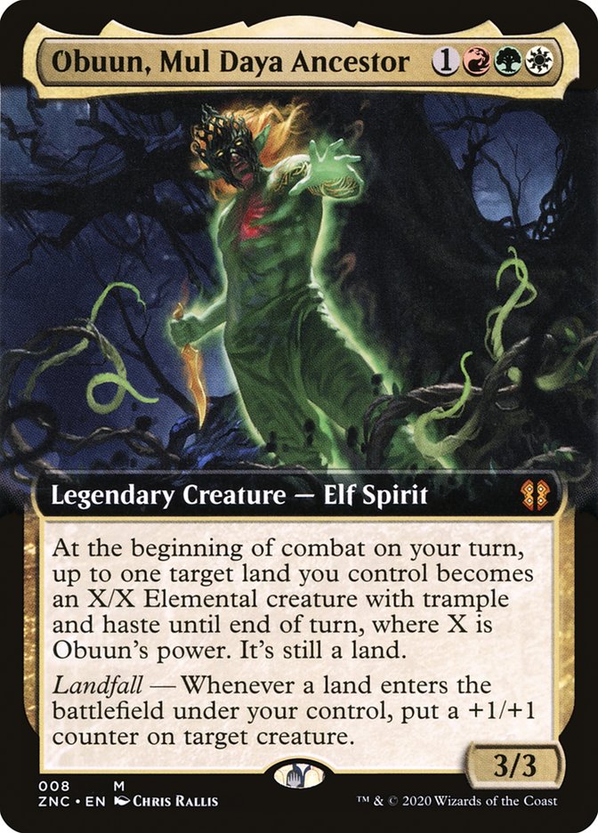 Obuun, Mul Daya Ancestor (Extended Art) [Zendikar Rising Commander] Magic: The Gathering