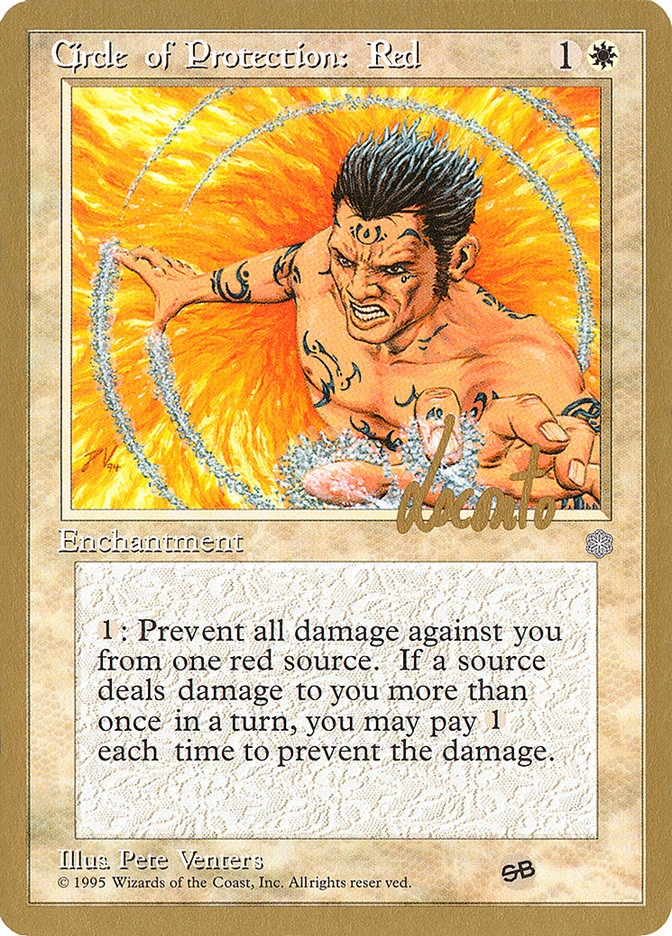 Circle of Protection: Red (Michael Loconto) (SB) (ICE) [Pro Tour Collector Set] Magic: The Gathering