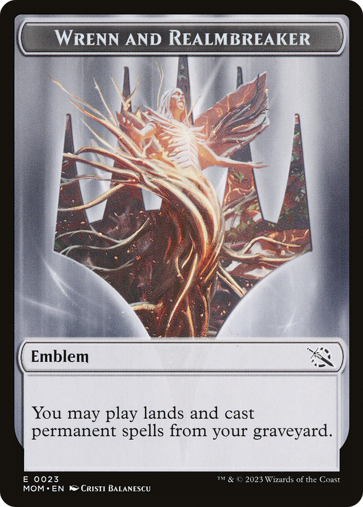 Treasure (21) // Wrenn and Realmbreaker Emblem Double-Sided Token [March of the Machine Tokens] Magic: The Gathering