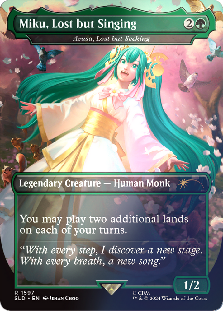 Miku, Lost but Singing - Azusa, Lost but Seeking (Rainbow Foil) [Secret Lair Drop Series] Magic: The Gathering