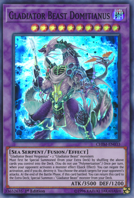 Gladiator Beast Domitianus [CHIM-EN033] Super Rare - Yugioh Cards For Your TCG Needs!
