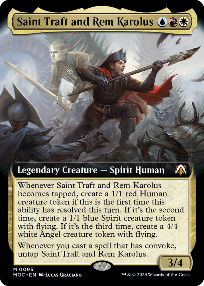 Saint Traft and Rem Karolus (Extended Art) [March of the Machine Commander] Magic: The Gathering