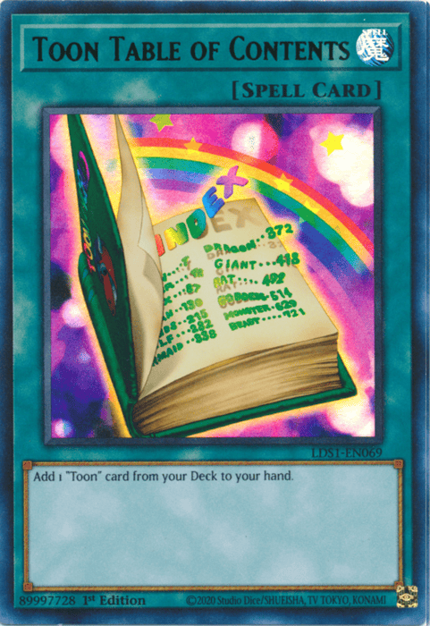 Toon Table of Contents (Green) [LDS1-EN069] Ultra Rare - Yugioh Cards For Your TCG Needs!