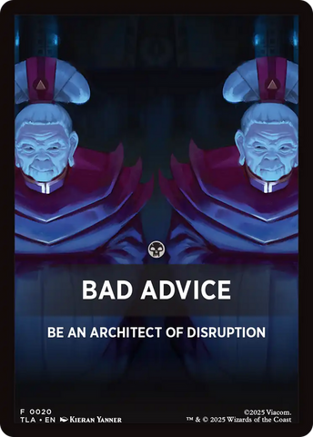 Bad Advice Theme Card [Avatar: The Last Airbender Tokens] Magic: The Gathering