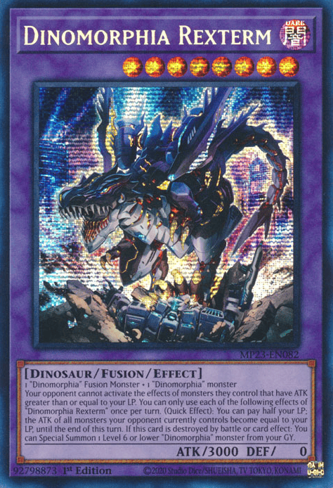 Dinomorphia Rexterm [MP23-EN082] Prismatic Secret Rare - Yugioh Cards For Your TCG Needs!