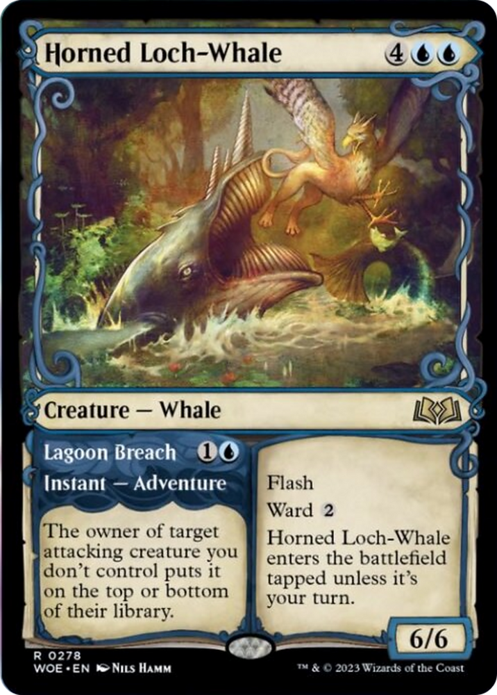 Horned Loch-Whale // Lagoon Breach (Showcase) [Wilds of Eldraine] Magic: The Gathering