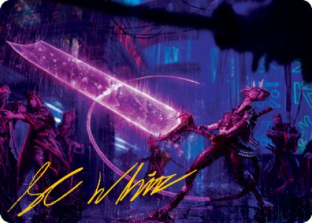 Enormous Energy Blade Art Card (Gold-Stamped Signature) [Kamigawa: Neon Dynasty Art Series] Magic: The Gathering