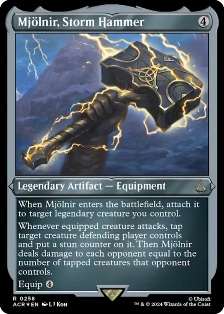 Mjolnir, Storm Hammer (Foil Etched) [Assassin's Creed] Magic: The Gathering