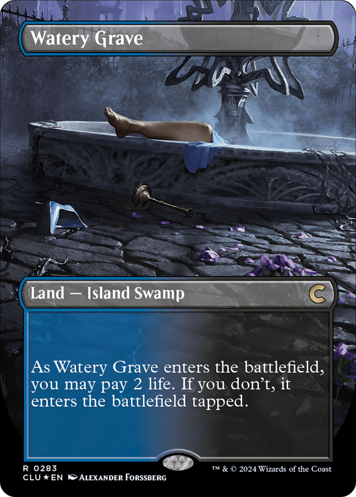 Watery Grave (Borderless) [Ravnica: Clue Edition] Magic: The Gathering