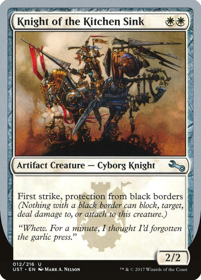 Knight of the Kitchen Sink ("protection from black border") [Unstable] Magic: The Gathering