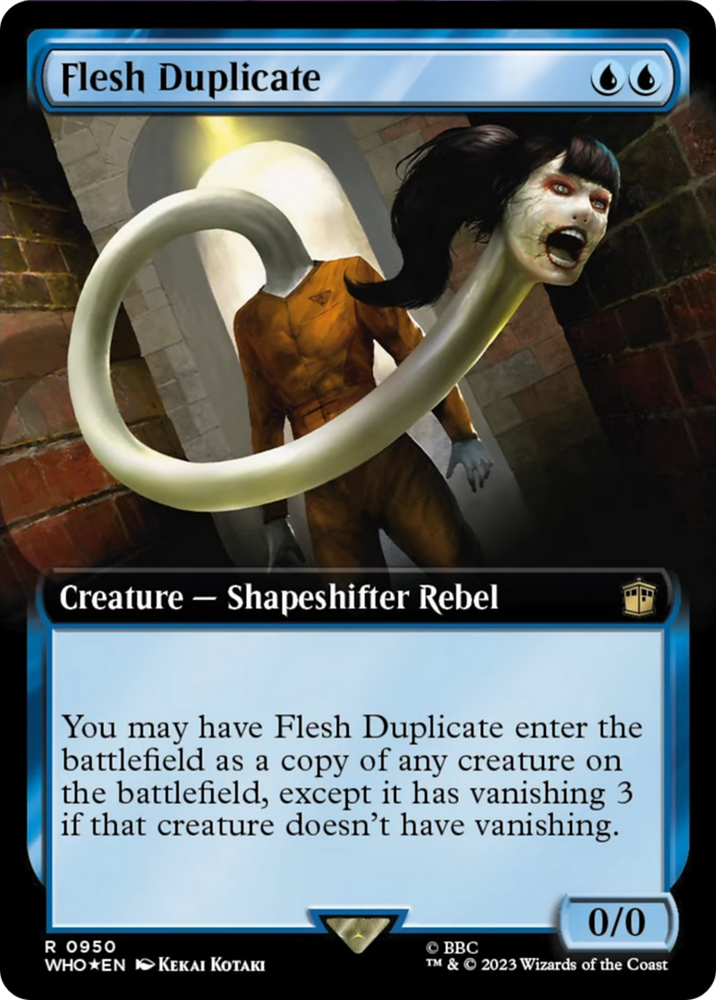 Flesh Duplicate (Extended Art) (Surge Foil) [Doctor Who] Magic: The Gathering