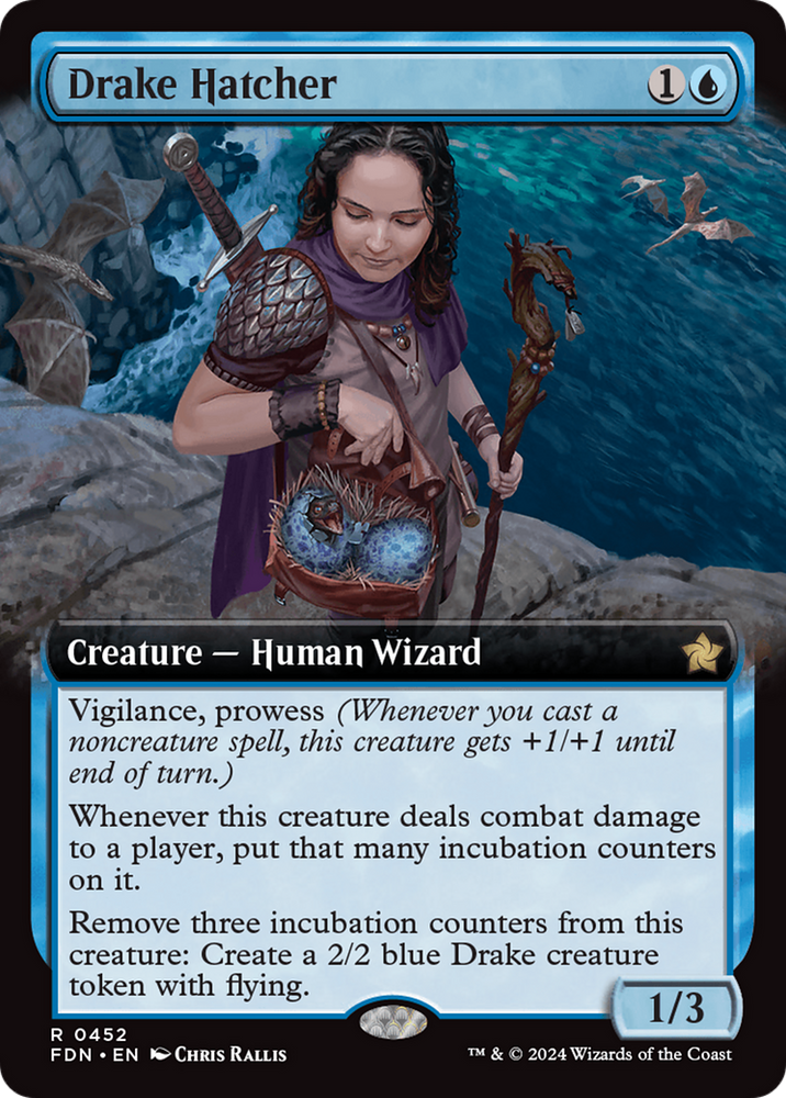 Drake Hatcher (Extended Art) [Foundations] Magic: The Gathering