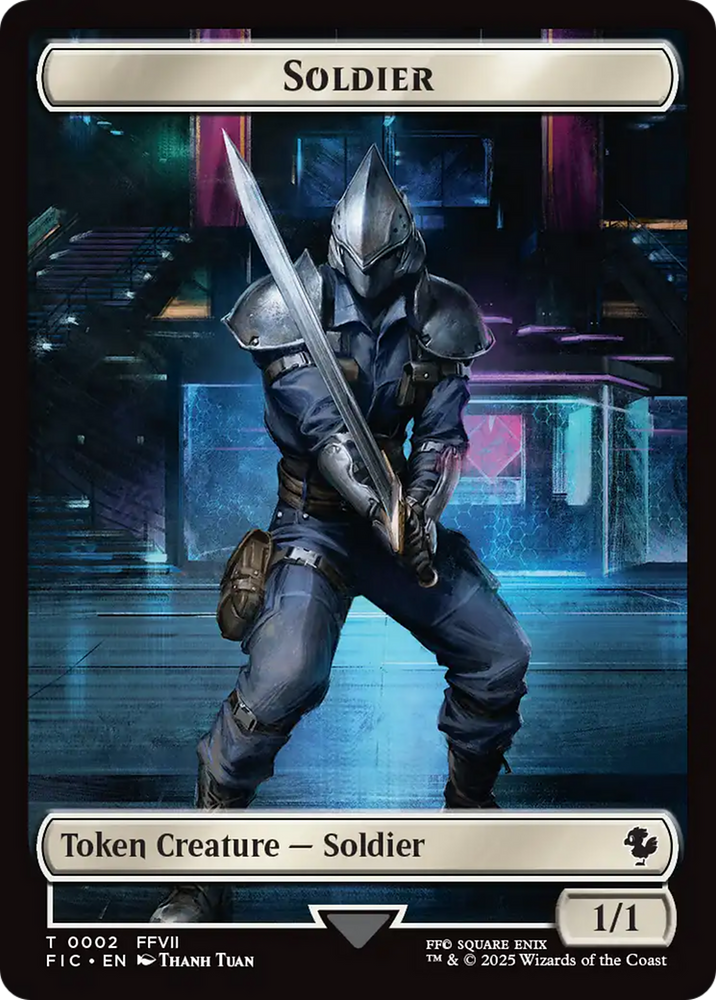 Soldier // Rebel Double-Sided Token (Surge Foil) [FINAL FANTASY Commander Tokens] Magic: The Gathering