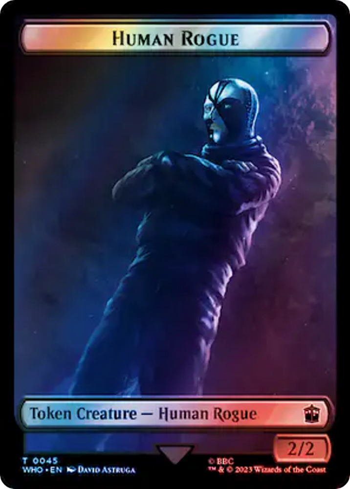 Human Rogue // Cyberman Double-Sided Token (Surge Foil) [Doctor Who Tokens] Magic: The Gathering