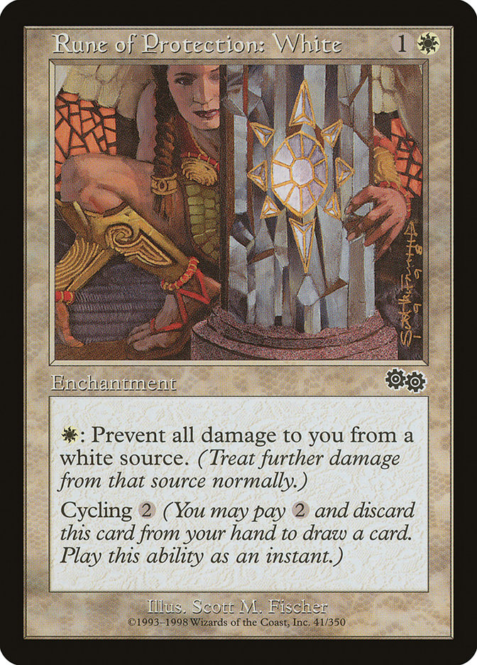Rune of Protection: White [Urza's Saga] Magic: The Gathering