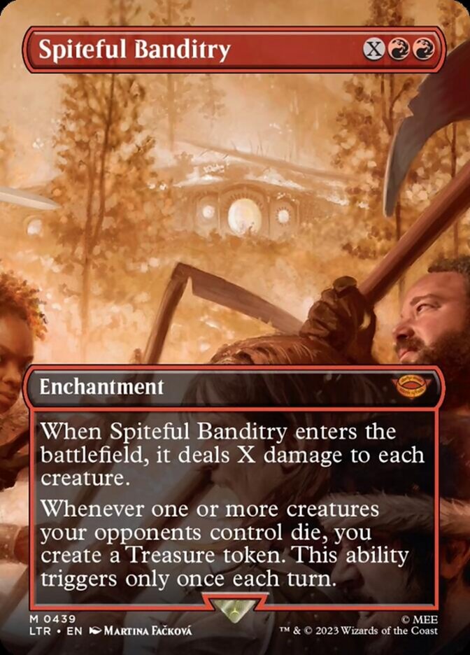 Spiteful Banditry (Borderless Alternate Art) [The Lord of the Rings: Tales of Middle-Earth] Magic: The Gathering