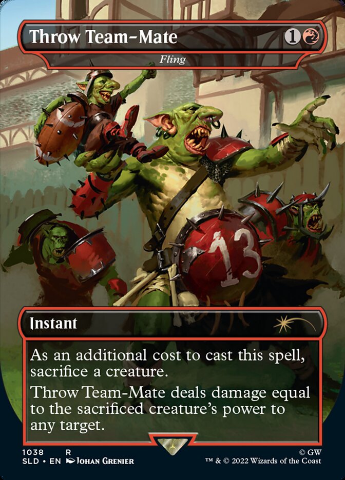 Throw Team-Mate - Fling (Borderless) [Secret Lair Drop Series] Magic: The Gathering